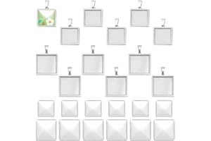 UNICRAFTALE 20/25mm Circa 12 Pezzi Vassoi Pendenti Quadrati Acciaio Inossidabile Lunetta Vuota Vassoio Ipoallergenico Ciondolo Base Impostazioni Cabochon per Gioielli Colore Acciaio Inossidabile