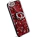 Price comparison product image YSIMEE Compatible with Cases iPhone 7 8 Sparkle Glitter Girls Bling Soft TPU Silicone Edge + Hard PC Back Ultra Slim Bumper Anti-Scratch Shockproof Phone Case with 360 Ring Stand,Red