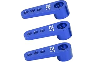 SUNGOOYUE 3Pcs Aluminium 25T RC Servo Hörner Metalllenkarm Kompatibel mit 1/8 1/10 RC Auto(Blau)