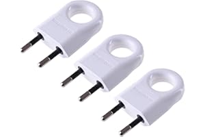 SPY-EARPIECE.COM Płaska Wtyczka z Okrągłym Otworem, Wtyczka 230V, 6A, Wtyczka Schuko - Płaska, Europejska Wtyczka Płaska, Wtyczka Europejska - Płaska, Euro - 2-Biegunowa Wtyczka Płaska, 3 sztuki