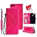 Produktbild idlehour Huawei Y6 2018 Handyhülle Flip Case, PU Leder Schutzhülle Bookstyle Ständer Kartensätze Handytasche with Touchstift Stylus und Ringschnalle,Rosarot Totem