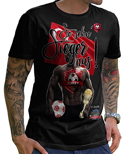 Stylotex Herren T-Shirt Basic So sehn Sieger aus Guy Türkei Türkiye, Farbe:schwarz;Größe:XXL