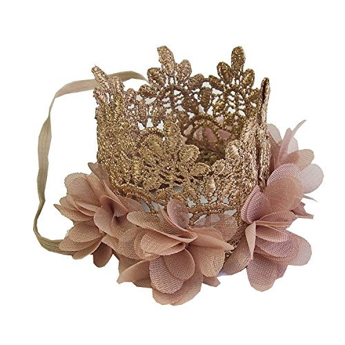 Baby Flower Lace Crown Headband Gold