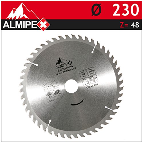 HM della lama/sega circolare per sega circolare Ø 230 X 30/20 mm, 48 denti in metallo duro, Denti Alternati, Tagli verticali, querschnitte