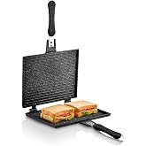FMS D3001 B&uuml;y&uuml;k D&ouml;k&uuml;m Ocak &Uuml;st&uuml; El Tost Makinesi Siyah 20x26cm