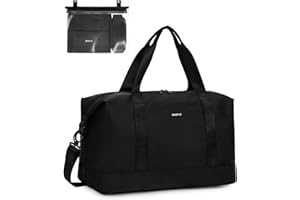 ECOHUB Sac de Voyage Pliable 30L, Bagage Cabine 45x36x20 Easyjet avec Amovible Poche Humide, Weekend Femme Hommes, Cabine Avion, d'Hôpital, Brevet en Cours(Noir)