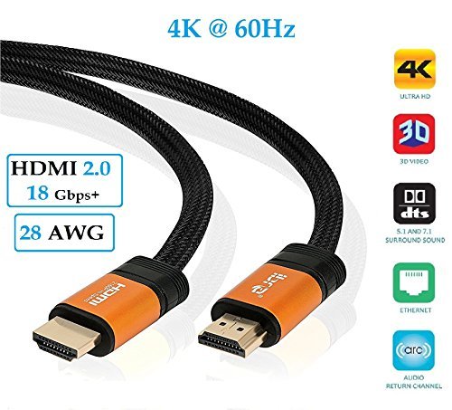 Ultra HD 4k HDMI Kabel 1.4a / 2.0 High Speed with Ethernet neues Kabel 3 fach geschirmt inkl. Stecker- und Kontaktschirmung 2160p Full HD 1080p 3D ARC CEC – 8m IBRA ORANGE GOLD - 6