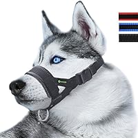 RockPet Maulkorb aus Nylon um Hunde vom Beisen, Bellen und Kauen abzuhalten, anpassbare Schlinge (L,Schwarz)
