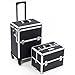 Mollycoddle 33 Inch Black Make Up Cosmetic Beauty Trolley Case w/ 4-360 Degree Rotating Wheels