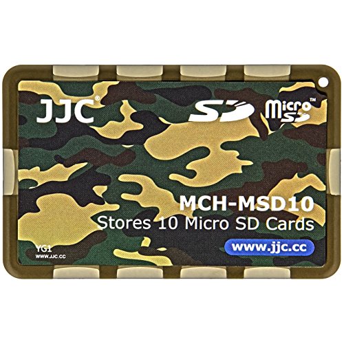 JJC extrem Kompaktes Speicherkartenetui Aufbewahrungsbox im Kreditkarten-Format fuer 10 x MicroSD – Farbe Flecktarn - 2