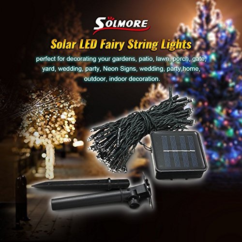SOLMORE LED Solar Lichterkette Außenlichterkette Solarlichterkette String Licht 17M 100 LED für Outdoor Weihnachten Hochzeit Garten Party Außen Dekoration Weiß - 3