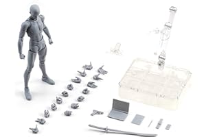 Povanjer Figurines d'action Body-Kun DX & Body-Chan DX en PVC Modèle SHF, Figurines Dessin Mannequins Gestes Mobiles Articulations Corps Kun Chan Modèle gris