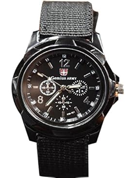 Herren Sport Stil uhren Nylon Gürtel Luminous Quarz Armbanduhr Schwarz