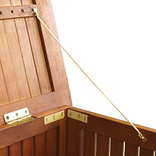Wohaga® Gartenbox 133x58x55cm inkl. Innenplane Auflagenbox Kissenbox Gartentruhe Holztruhe Hartholz Akazie Auflagentruhe Sitztruhe - 7