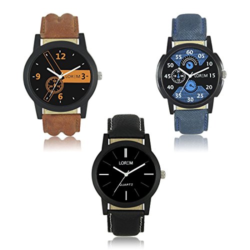 Opendeal Combo Pack of 3 Lorem Stylish Dummy Chronograph Analogue Multicolor Dial Men & Boys Watch- Od-W222 RS.415 (68.00% Off) - Amazon