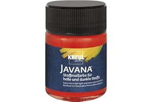 KREUL 91963 - Peinture pour tissu Javana pour tissus clairs et foncés, 50 ml verre rouge, caractère pâteux, pour tamponner et pochoiriser, résistant au lavage après fixation