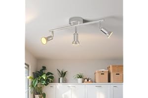 LVWIT Faretti LED da Soffitto Orientabili con 3 Luci GU10, Faretto da Interno Cromo Moderna, Faretti Soffitto per Barra, Salotto,Cameretta, Cucina (Senza Lampadina)
