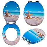 Motiv WC SITZ TOILETTENDECKEL TOILETTENSITZ KLODECKEL KLOBRILLE Absenkautomatik (Seestern am Strand)