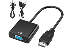Seminer HDMI to VGA Cable Adapter, HDMI (Male) to VGA (Female) with 3.5mm Audio Jack Compatible for Monitor, Computer, Desktop, Laptop, PC, HDTV, Chromebook, Projector, Xbox and More (Black)