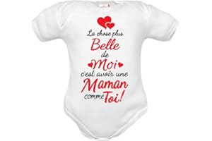 Corredino Neonato body nouveau né avec phrase La chose plus belle de moi c’est avoir une maman comme toi en coton manche courte - idée cadeau naissance - fête des mères - date d’anniversaire