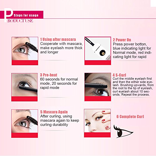 EgoEra Wimpernzange Elektrisch Beheizt Professionelle USB Aufladbare Tragbar Keramik Heizung Geschwungene Wimpern Wimpernformer Eyelash Curler - 3