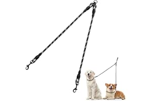 Taglory Correas Dobles/Correa de Perro para Dos Perros/Acoplador Divisor Fuerte para Perros pequeño medianos Grandes/Giratorio 360 ° sin enredos/Cuerda de escalada/75cm Negro