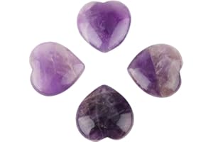 Hztyyier 4Pcs Chakra-Steine, Natürlicher Herzförmiger Stein Kristallamethyst und Tigerauge Stein zum Chakra Energie(Amethyst)