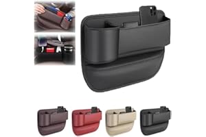 FIENZA Car Seat Gap Filler Organizer,Car Seat Storage Box with Cup Holder,PU Leather Car Accessories Interior in Between Seats, Car Organizer for IPhone Wallet Cards Keys, Roadtrip Essentials for Adults