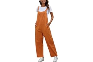 Minetom Femme Salopette Casual Large Ample Harem Sarouel Pantalon Combinaison Jumpsuit Rétro Overalls Rompers Playsuits avec Poches