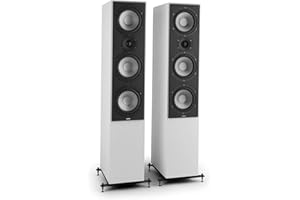 NUMAN Reference 801 - Lautsprecher, DREI-Wege Standlautsprecher, HiFi-Lautsprecher, Aluminium Druckguss Chassis, warmes Klangbild, Bassreflex, vergoldete Kontakte, weiß