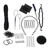 Leegoal Bun Maker Roller Braid Twist Elastics Pins Hair Design Styling Tools Kit ,Black