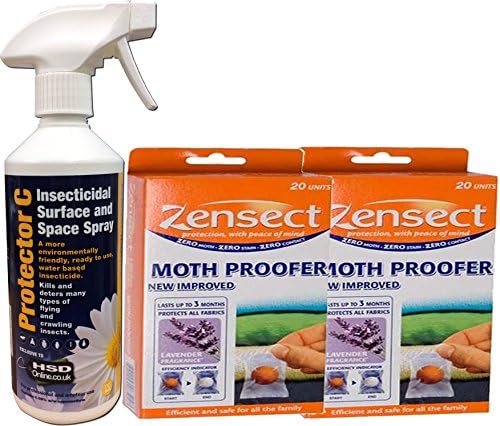 500ml Protector C Moth Spray + 40 Zensect Moth Proofer Balls with Lavender