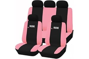 Susy Shop Coprisedili auto universali Made in Italy - Racing - schienali posteriori con 2 zip - airbag compatibili (Nero/Rosa AP)