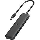 Spigen 4-in-1 USB-C Hub for MacBook Neo/Air/Pro and Laptops - Black | Type-C Hub with 2 x USB-A 5Gbps, 2 x USB-C 5Gbps, USB 3