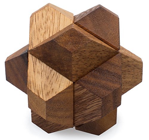 Blooming Star: Handmade & Organic Wooden Star Puzzle for Adults from SiamMandalay with Free SM Gift Box(Pictured)