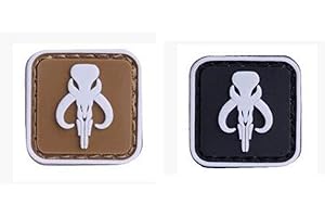Ohrong - 2 parches tácticos de PVC 3D luminosos para la guerra de las estrellas, reflectantes, Boba Fett Mandalorian Bantha Combat de goma Moral Brazaletes Emblemas Apliques con gancho