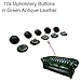 Produktbild 10 x 20 mm grün Leder Chesterfield Knöpfe mit Draht Rücken für traditionelle Tief Button Chesterfield Polstermöbel, Sofas, Stühle, Hocker handgefertigt in England – Antik Finish