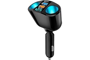 ZUOQIANG Double Prise Allume Cigare 12V, 120W Double Allume Cigare, Multiprise Allume Cigare QC3.0/PD/2.4A, Chargeur Voiture Allume Cigare USB avec Voltmètre LED Charge Rapide pour Téléphone Tablette Caméra