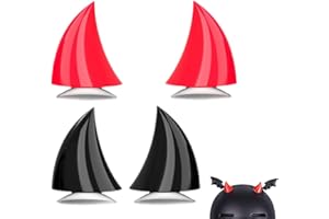 Bessy shop Clacson per Casco Moto Accessori Auto,4 Pezzi di Casco da Motociclista Decorazione Angolare, Corno Diavolo con Ventosa, Accessori Moto Casco in Plastica,per Bambini e Adulti (Nero, Rosso)