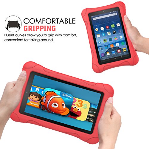 MoKo Fire 7 2015 Hülle – Superleicht EVA Stoßfest Kinderfreundlich Kinder Schutzhülle für Amazon Fire 7.0 Zoll (5. Generation – 2015 Modell), Rot - 6