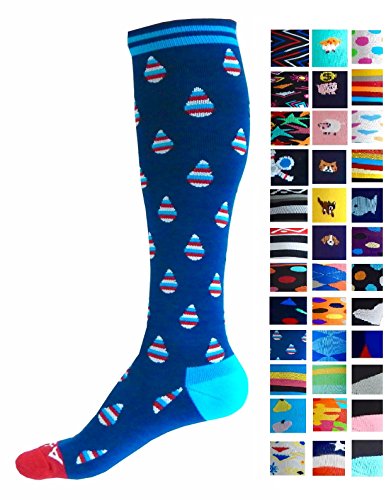 A-Swift Calcetines de compresión (1 par) para mujer y hombre (Raindrops, L-XL)