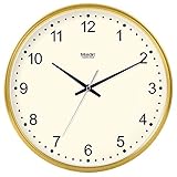 Beloved clock Wanduhr Modern Neu Für Jeden Raum präzise Kunststoff Silent Kreative Restaurant Wohnzimmer Hotel Schlafzimmer Wecker Quarzuhr E, 12 Zoll, Basic Gold 750