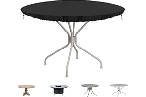 SIMPHAUS Schutzhülle Tischplatte Abdeckhauben für Tische Abdeckplane für Tisch Hülle Tischplatte Abdeckhaube Tisch Rund 420D Oxford Gewebe wasserdichte Schutzhülle für Runden Gartentisch Ø152x10cm
