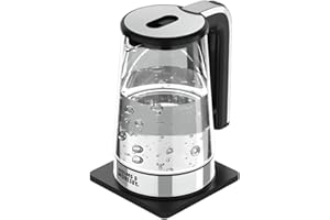 Holms & Moresby Illuminating 2.5L Electric Cordless Glass Kettle with brushed stainless steel accents (Fast Boil 1500W, Perfect pour spout, High Borosilicate Glass Body, Atomatic Power off) UK Brand.