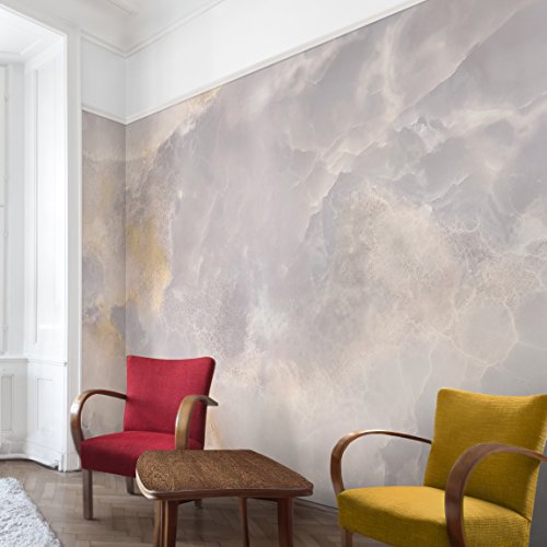 Vliestapete Marmor Tapete – Onyx Marmor Grau – Fototapete Breit Vlies Tapete Wandtapete Wandbild Foto 3D Fototapete, Größe HxB: 255cm x 384cm - 4
