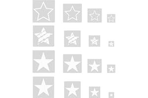 Bekecidi 16 plantillas de estrella, Plantilla de Plantillas de Pintura, Plantillas en Forma de Corazón PET, Plantillas de Pared para Manualidades DIY Dibujo Decoración del Hogar (Estrella)