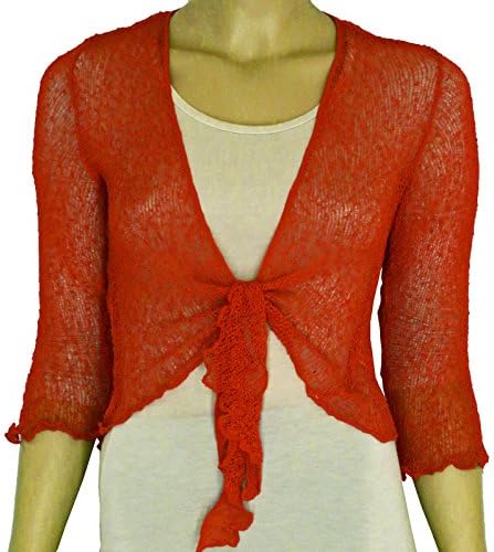 Taboo fashion clothingTaboo fashion clothing Ladies Plain Knitted Cropped TIE UP Bolero Shrug TOP - Massive FIT (Rust)