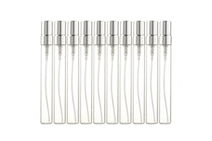 Enslz 10 flaconi spray in vetro ricaricabili per profumo, 10 ml, mini flaconcini di vetro sottili (argento)