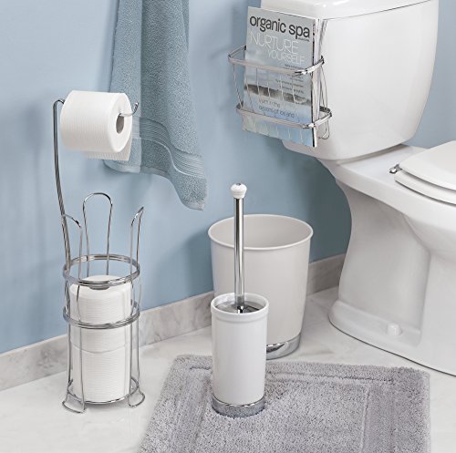 mDesign Mülleimer Bad, weiß – Material: Gebürstetes Metall – hochwertiger Papierkorb Büro – Design Abfalleimer für überall in Ihrem Zuhause - 3