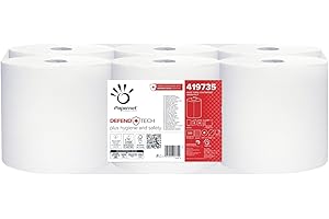 Papernet Defend Tech Centrefeed 419735 6 Rolls of 115m Pure Cellulose Paper with Anti-Bacterial Formula in Packaging, 2 Ply 330 Tears per Roll 19.7 x 35 cm